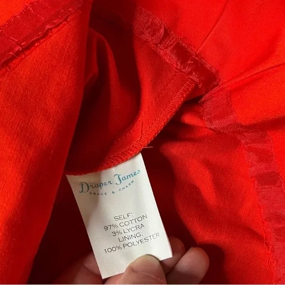 Draper James Vibrant Red Sleeveless Dress V-Neck 8 (Party, Occasion, Sleeveless) - Picture 9 of 10